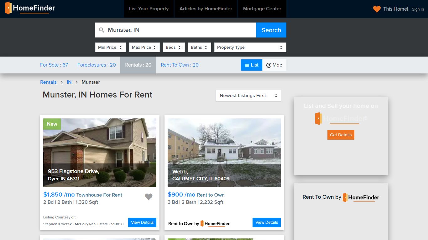 Homes for Rent in Munster, IN | HomeFinder